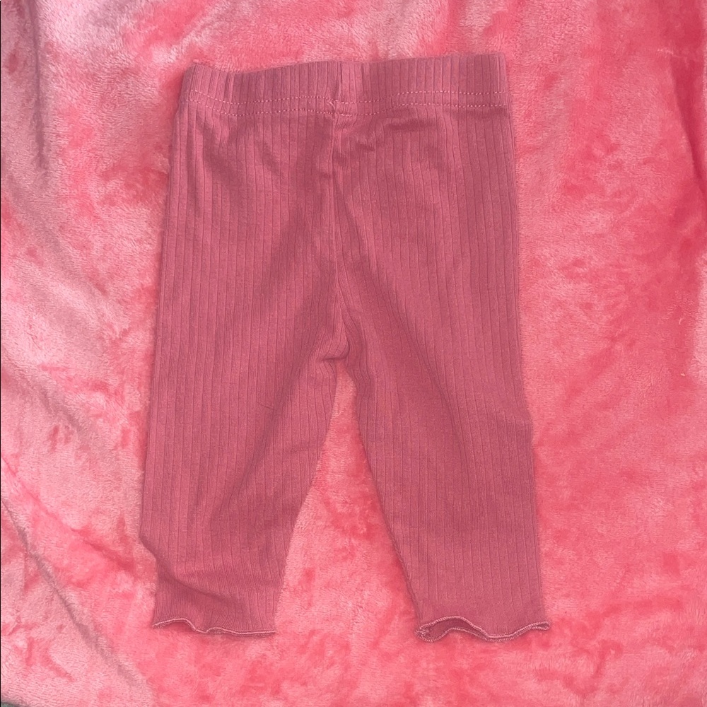 Pink Ribbed Baby Leggings